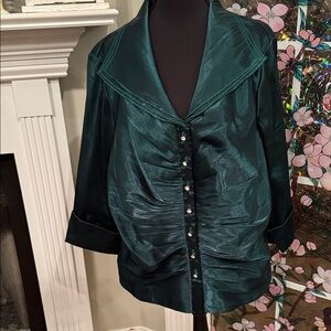 Cachet - Emerald Green Satin Elegant Formal Blouse - 22W - NWOT
